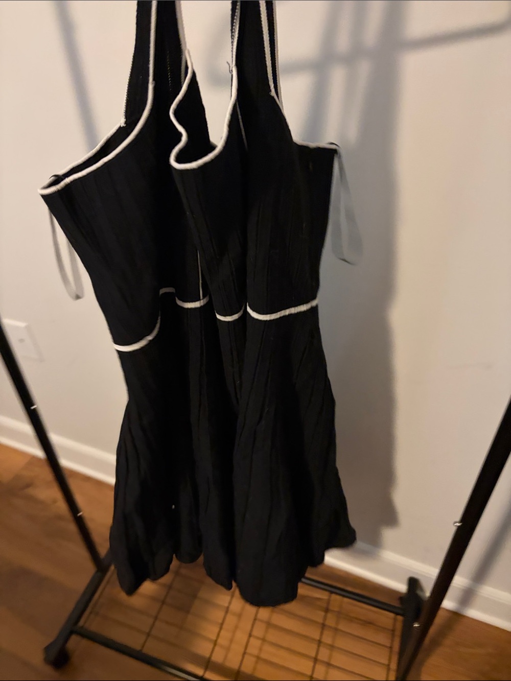 Anthropologie Black Mini Dress with White Trim
